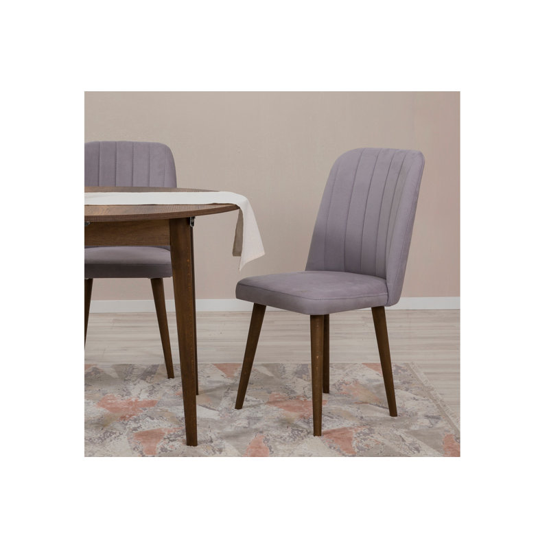 Ensemble de table et chaises de salle à manger extensible D urgu (3 pièces), Brun / Gris