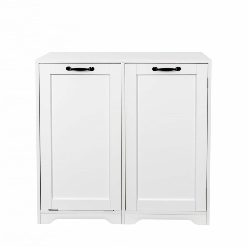 Armoire de buanderie avec portes et tablette, panier à linge inclinable