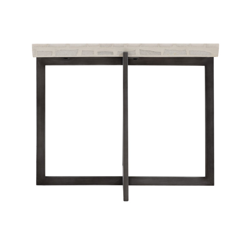 Beige Terrazzo Large Cocktail Table with Flint Grey Base