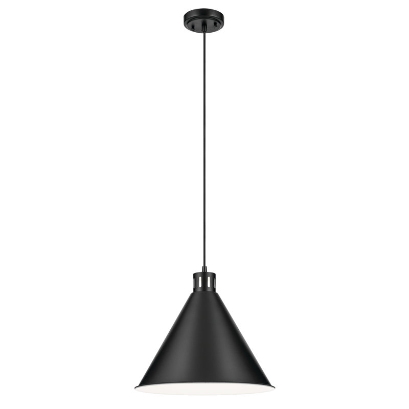 14.25" 1-Light Cone Pendant, Satin Black