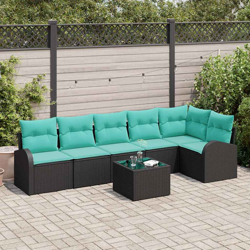 Ensemble de canapé de jardin vidaXL, Coussin bleu / cadre noir