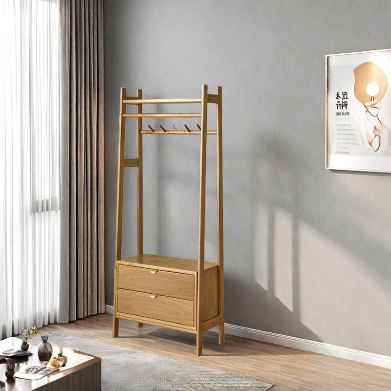 Portemanteau compact avec grand rangement, Walnut