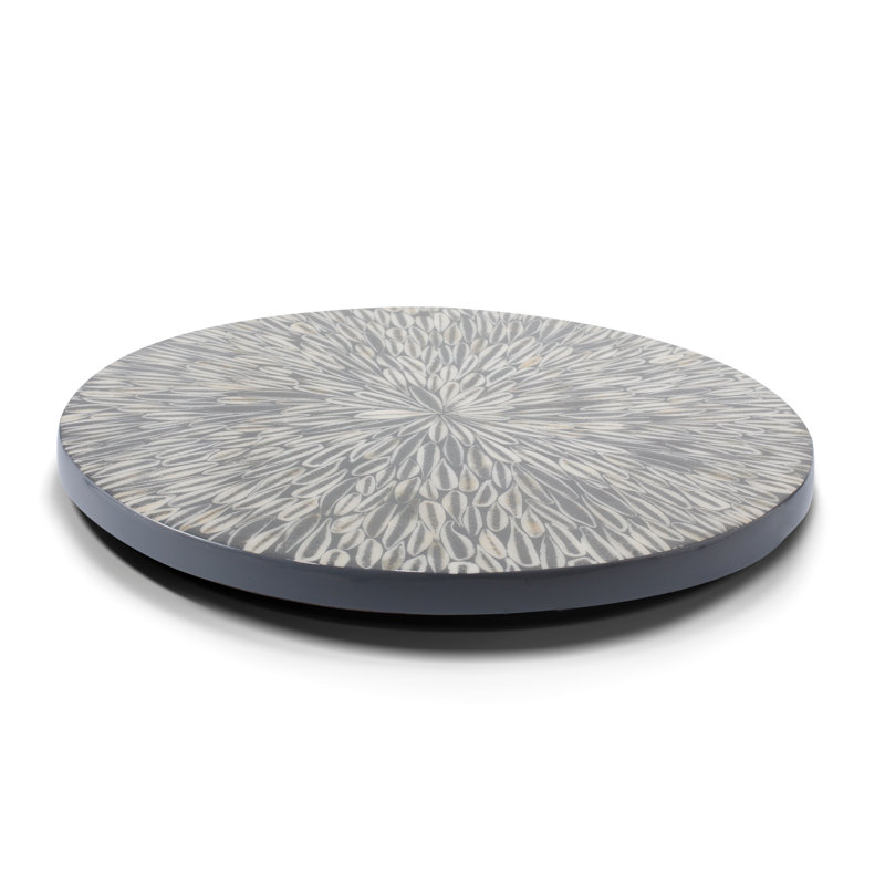 Handmade Decorative Plate, Abstract, Gray/Cream