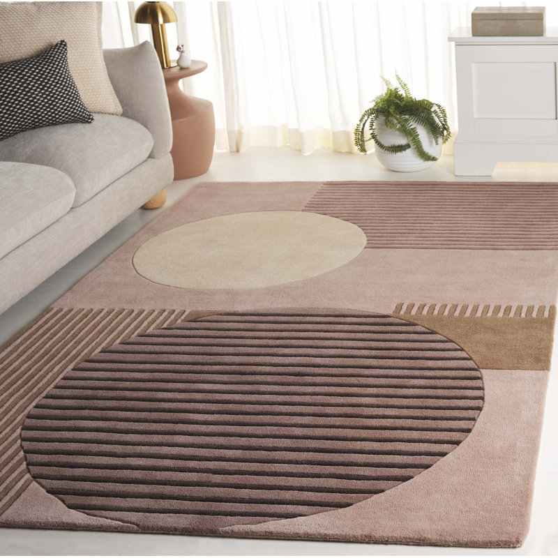 Tapis beige / noir en laine / coton touffeté à la main Rodeo Drive 478, Rectangle 5 pi x 8 pi