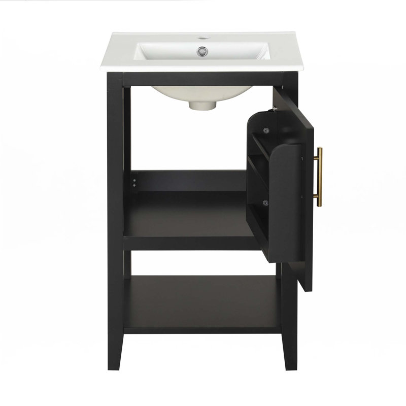 Meuble-lavabo de 20 po avec lavabo, Noir