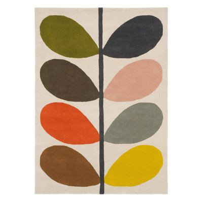 Wool Floral Area Rug in Beige/Brown/Orange