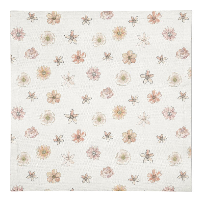 Cotton Floral Rectangle Napkin, White