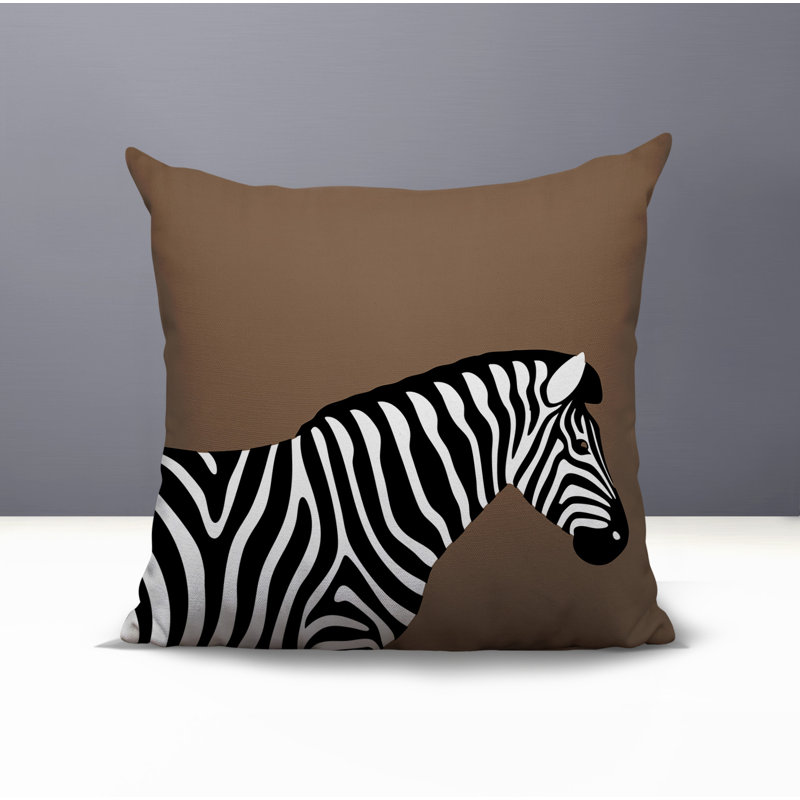 Oreiller carré réversible intérieur / extérieur Hala Zebra, Beige, H 19 po x l 19 po x P 5,25 po