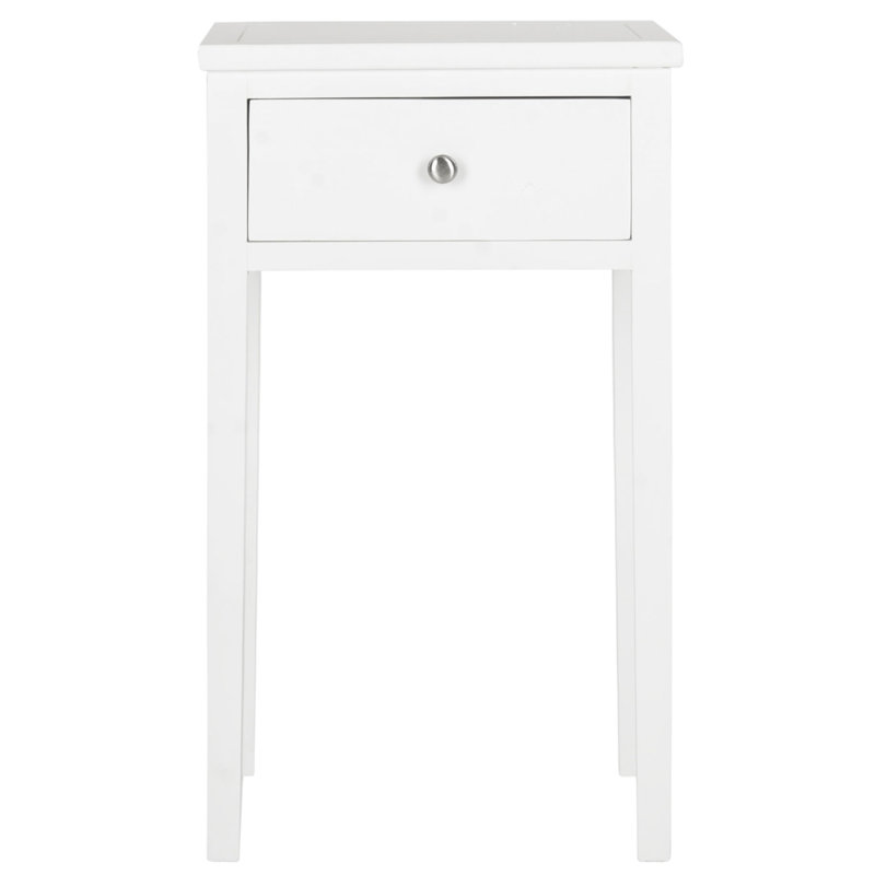 Abel Fazin Pine Nightstand - 30'' H French Farmhouse End Table with One Storage Drawer for Any Room, White