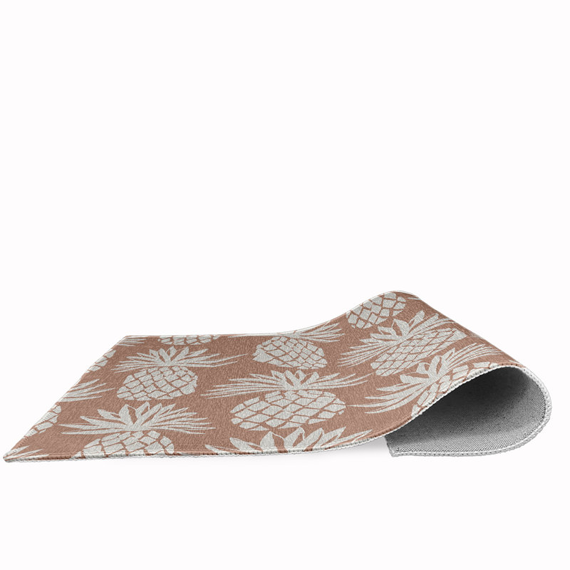 Tapis mauve / blanc Floral tissé à plat, Rectangle 5 pi x 7 pi