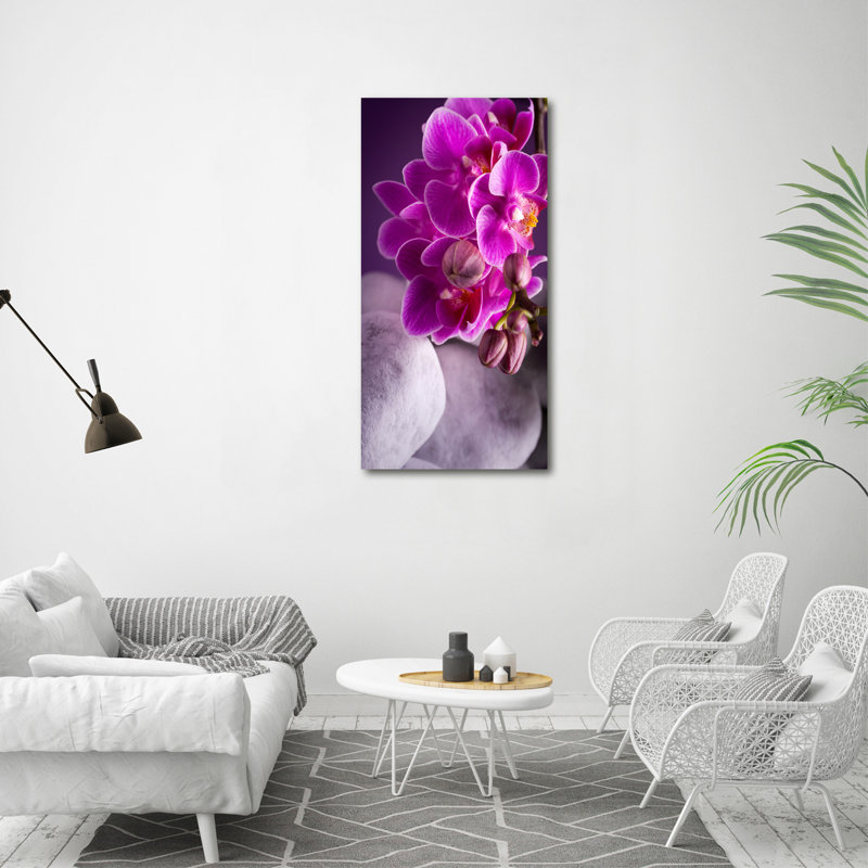 Pink Orchid 1 Piece Wrapped Canvas Wall Art