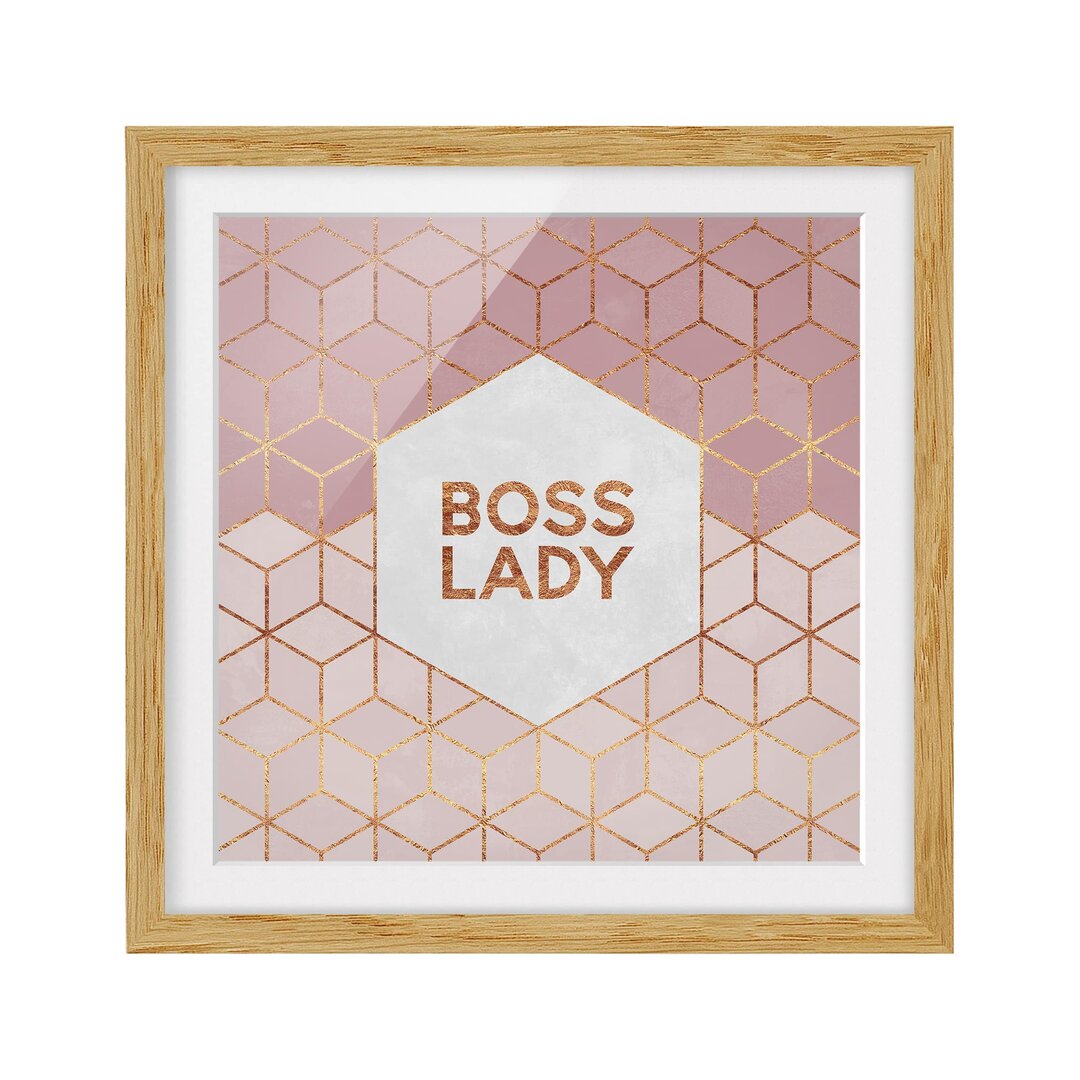 Bild mit Rahmen - Boss Lady Hexagons Pink - Quadratisch 1: 1