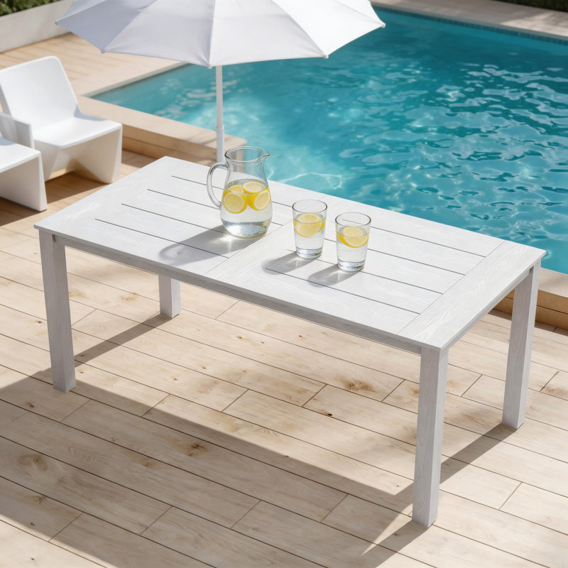 Outdoor Plastic Patio Table All Weather Outdoor Dining Table, White
