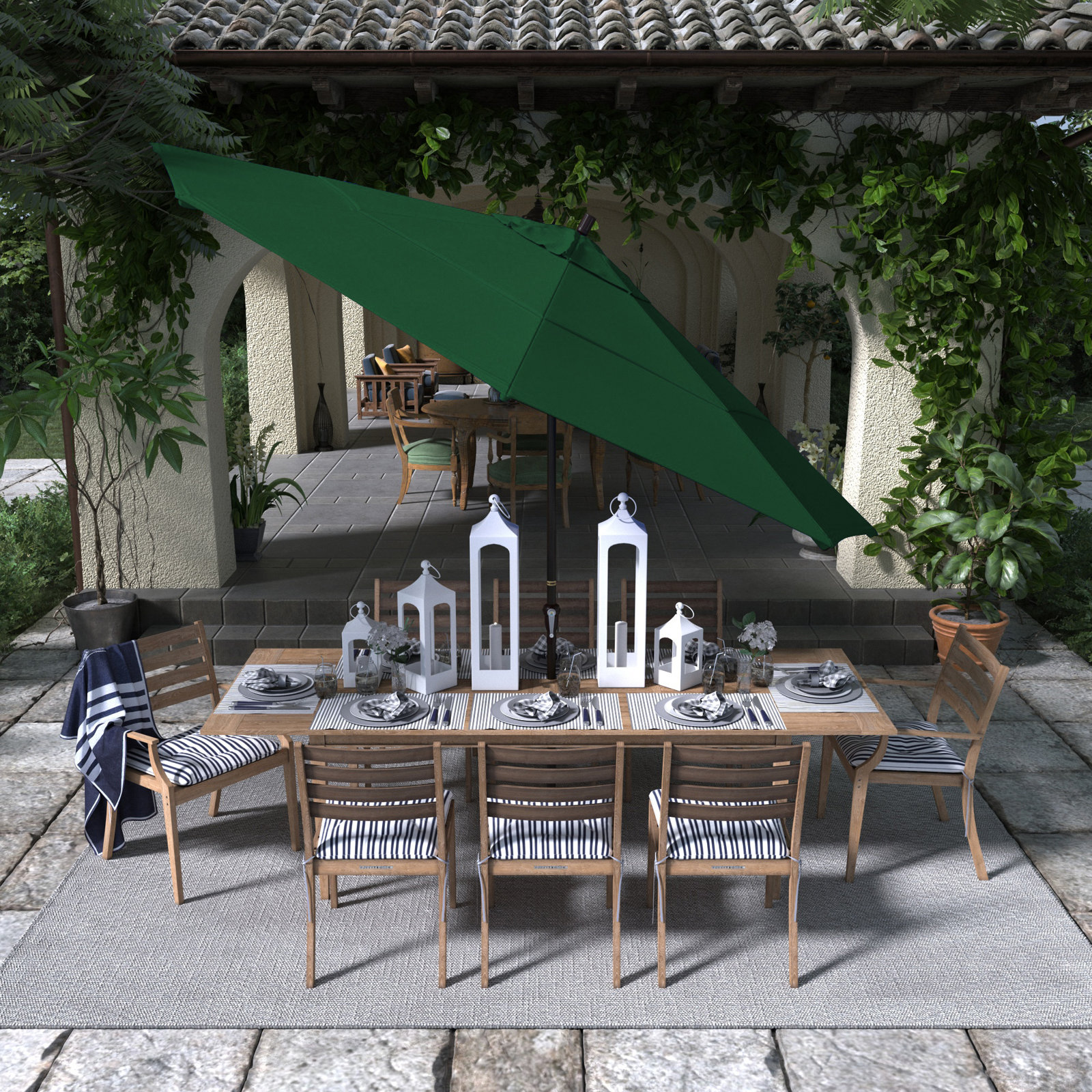 132'' Outdoor Umbrella, Hunter Green Performance