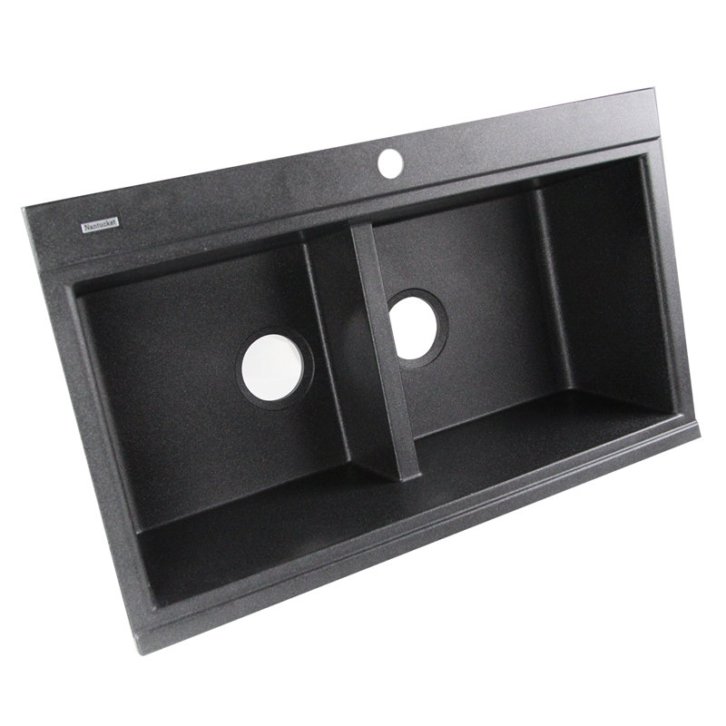 Plymouth 34'' L Double Basin Kitchen Sink, Black