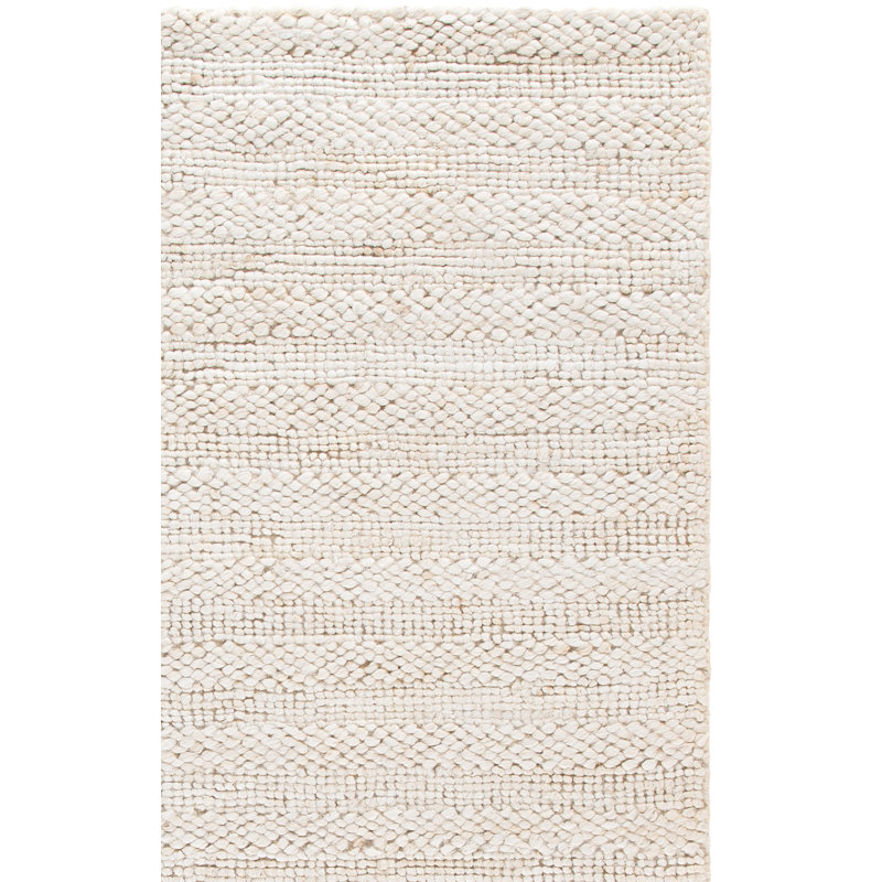 Keyia Natural Fiber Flat Weave Jute/Cotton Solid Color Rug in Beige, Rectangle 5' x 8'