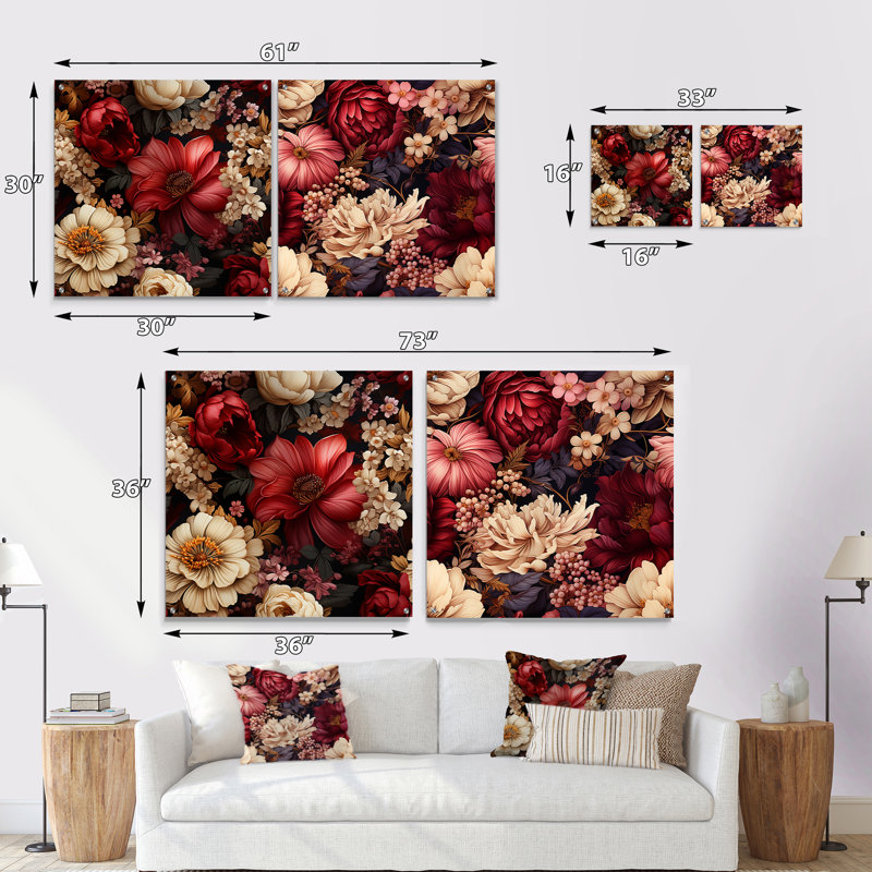Jessup - Ensemble de 2 art mural en verre acrylique, H 16 po x l 33 po