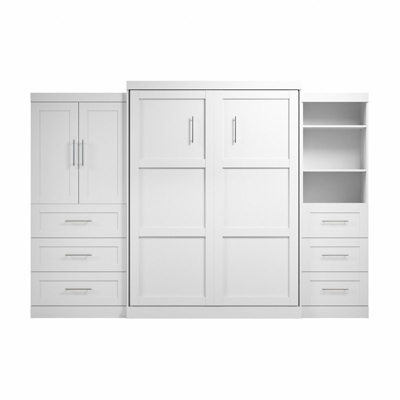 Lit escamotable avec rangement Arlex, Blanc, Grand
