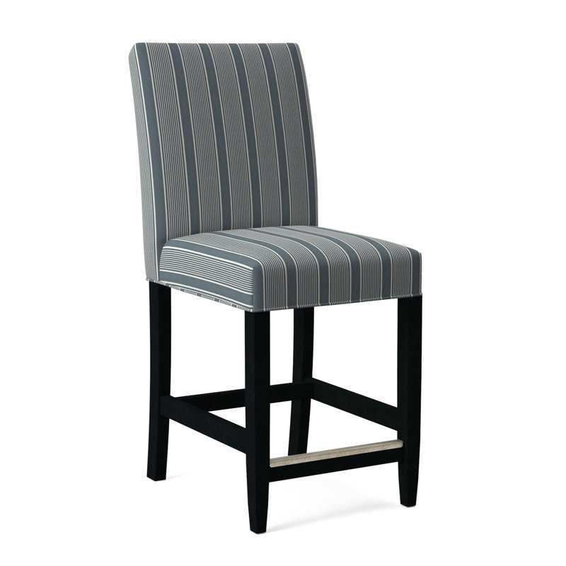 Manhattan Upholstered Stool with Solid Wood Frame, Black Finish, White Performance Fabric; 0851-94