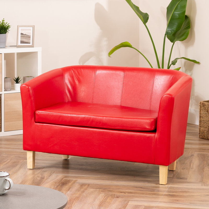 Laci-Mai 2 Seater Faux Leather Sofa, Red