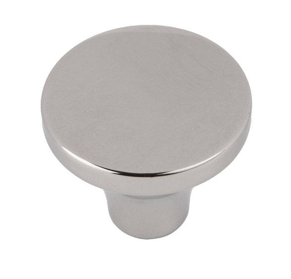 Bouton de meuble rond Selma en nickel poli de 1-1/8 po de diamètre, Nickel poli