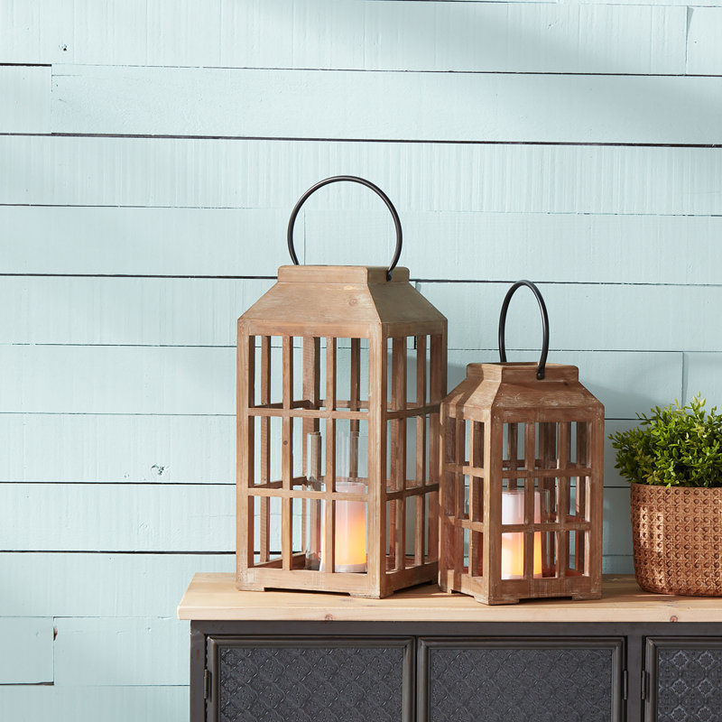 Wood Floor;Tabletop / Centerpiece;Fireplace Lantern, 12.5" H x 6.75" W x 6.75" D