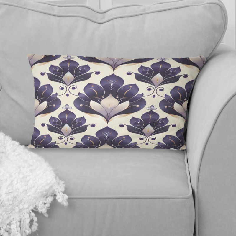 Coussin lombaire mauve beige damassé Elegance IV
