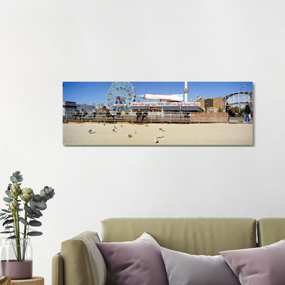 Tourists At An Amusement Park - Wrapped Canvas Panoramic Print