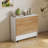 Folding Dining Table, Drop Leaf Dining Table With Wheels And 2-Layer Storage Shelf, Space Saving Dining Table For Small Spaces, White And  Oak