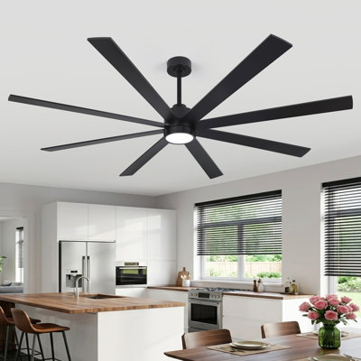72" Large Ceiling Fan with Light and Remote, 6-Speed Quiet Reversible DC Motor, 3CCT LED, Modern 8-Blade Fan for Living Room & Great Room
