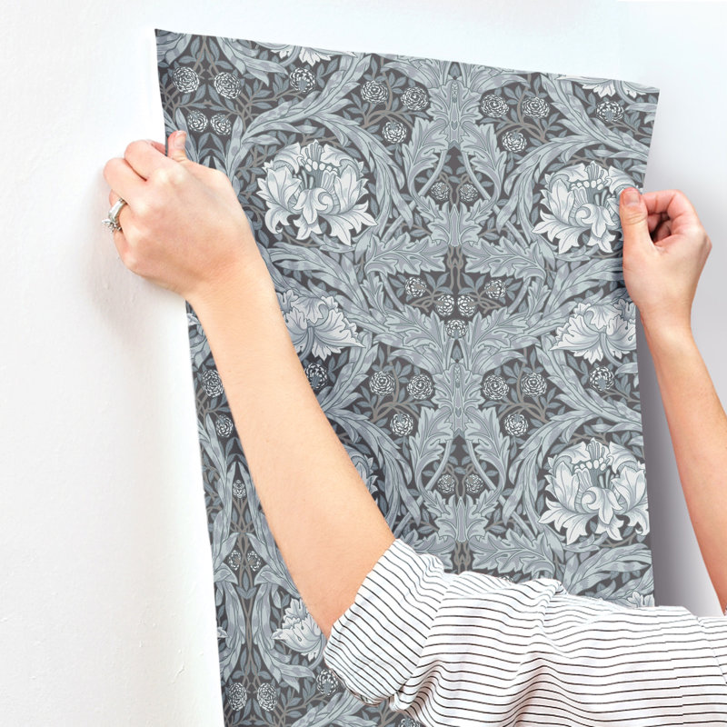 African Marigold Black Floral Wallpaper, Dark Blue