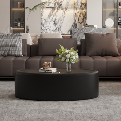 Table basse de rangement ovale cachée 33,46 po - plateau en verre trempé certifié 3c et cuir noir de qualité supérieure, table basse de rangement moderne