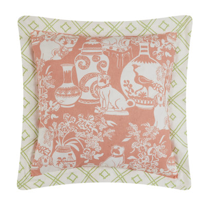 Dog Vase Rose Cotton Throw Pillow