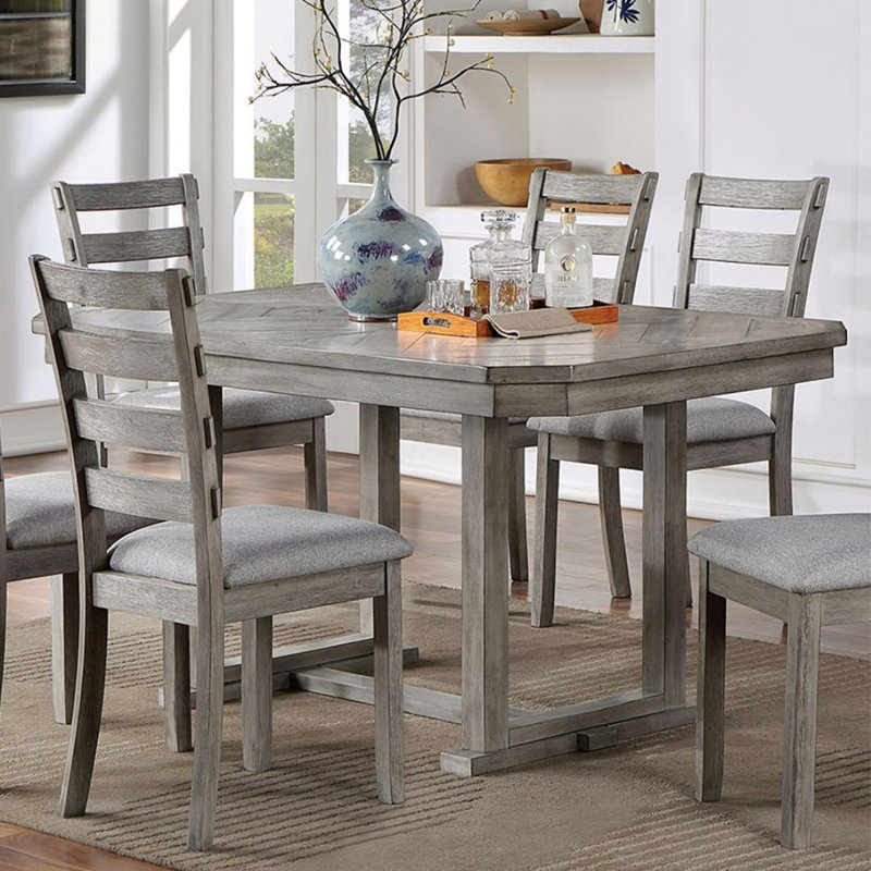 Gray Rectangular Solid Wood Dining table