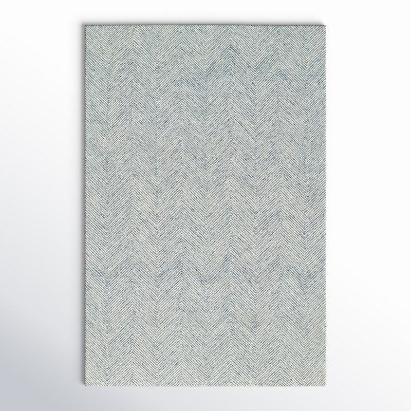 Tapis bleu / beige en laine touffeté à la main Wheaton, Rectangulaire 2 pi x 3 pi