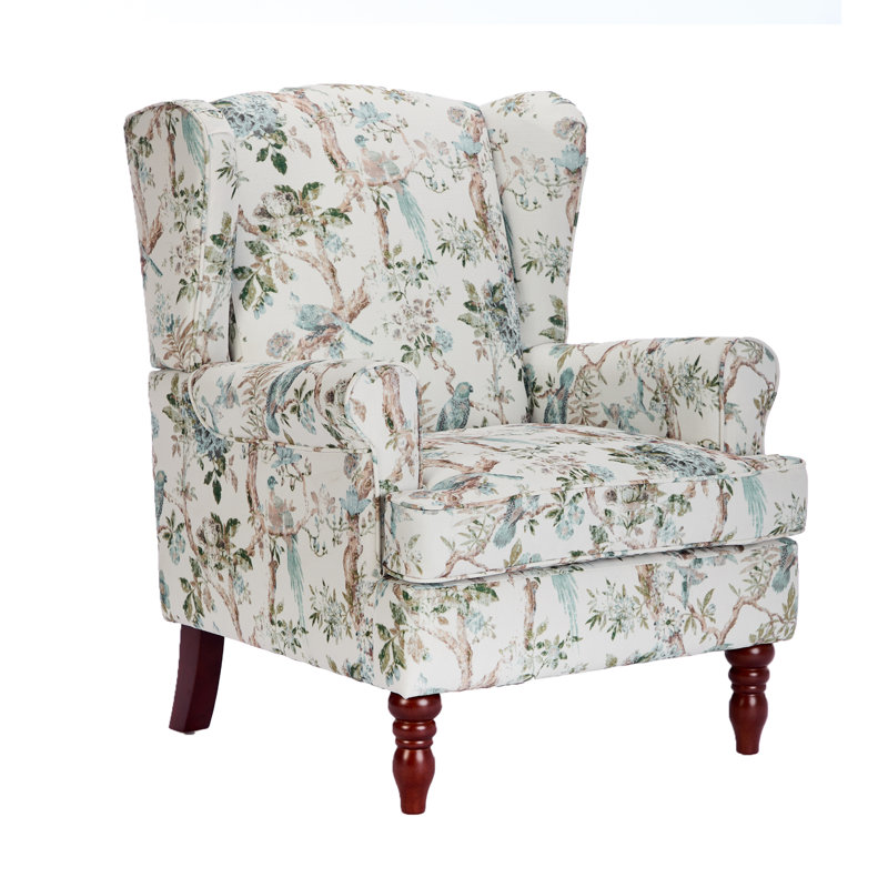 Demorrio Upholstered Armchair, Green/Beige