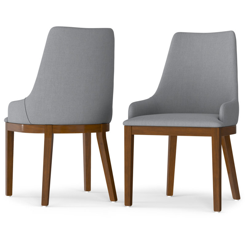 Ensemble de deux chaises Parsons en bois massif gris et noyer, Gris