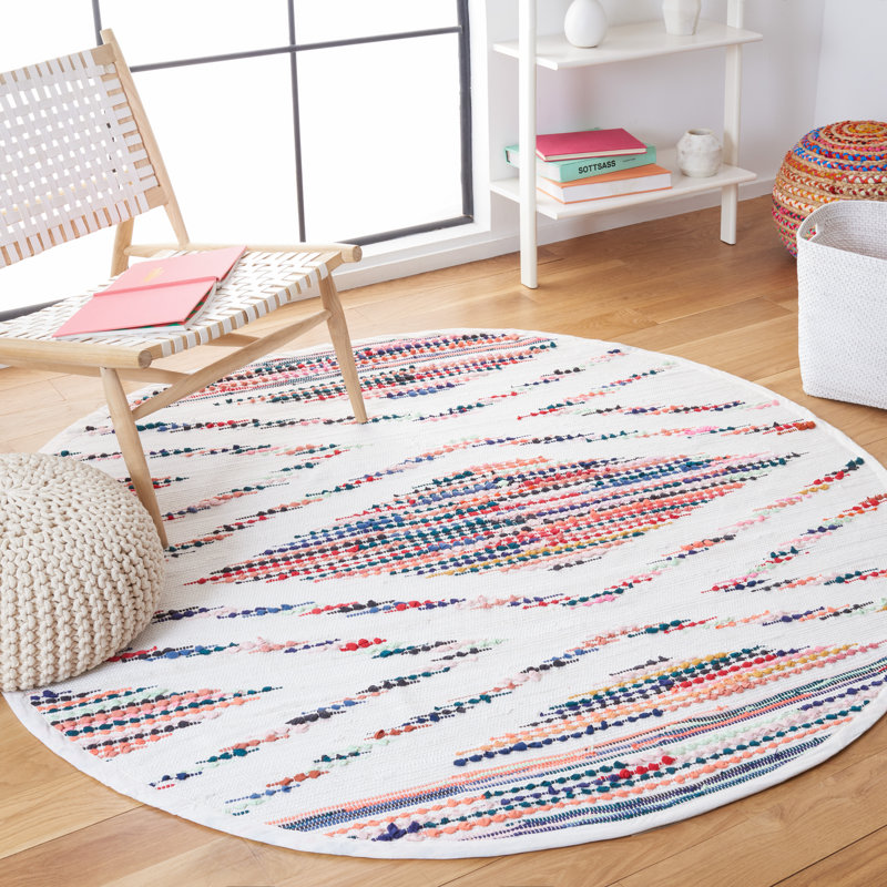 Tapis géométrique à tissage plat Montauk, Rond 6 pi