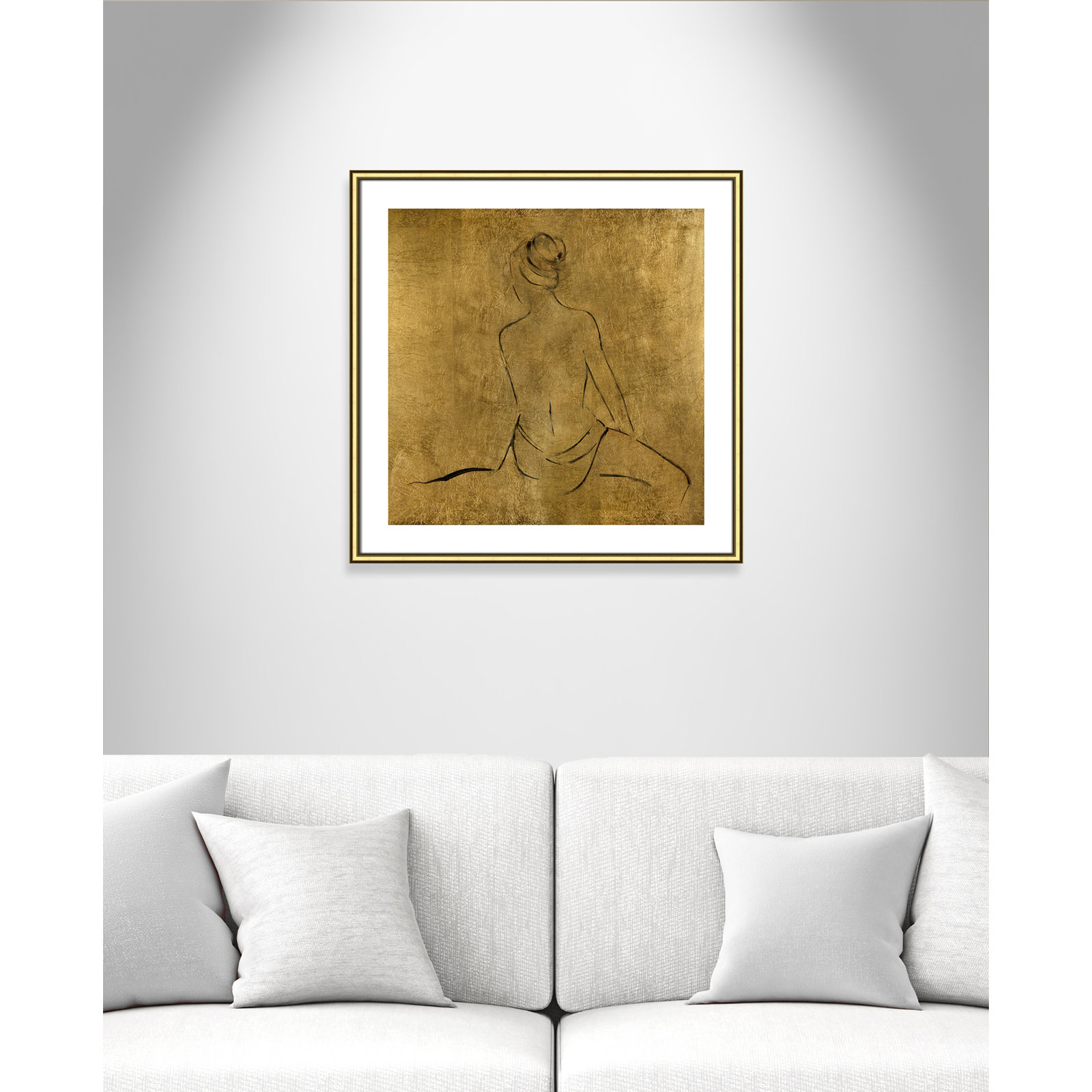 Golden Bather II by Sally Swatland - Painting Print, Gold Framed Paper, 28.75" H x 28.75" W x 0.88" D