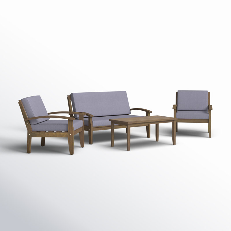 Ensemble de conversation avec canapé de 4 pièces avec coussins Shynel, Gris / Gris foncé