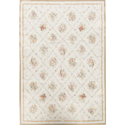 Tapis beige noué à la main de haute qualité
