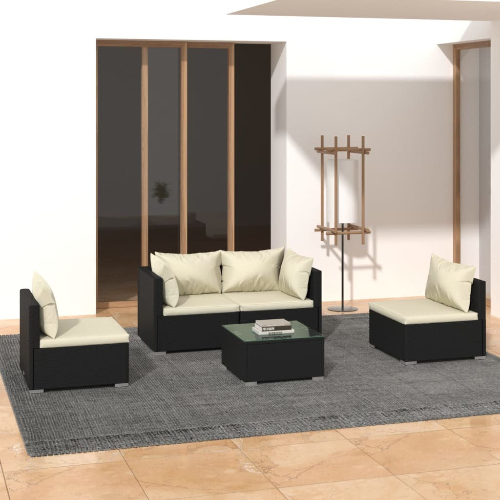 4-Sitzer Lounge-Set Jessie-Mai aus Polyrattan mit Polster