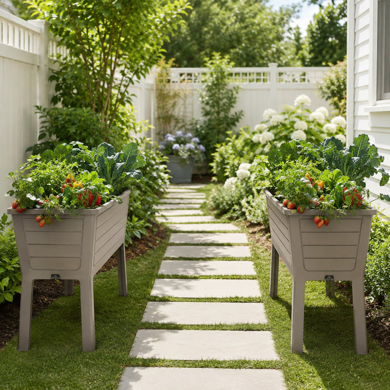 Lit de jardin surélevé en résine H 19,69 po x l 44,33 po x P 29,92 po (ensemble de 2), Brun
