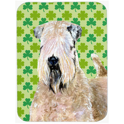 Caroline's Treasures Shamrock Lucky Irish Soft Coated Wheaten Terrier St. Patrick Day Glass Cutting Board