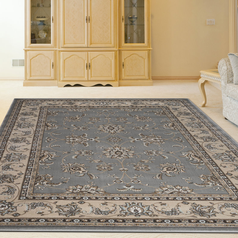 Tapis botanique d'intérieur traditionnel Ackermanville, Rectangle 5 pi 3 po x 7 pi 3 po