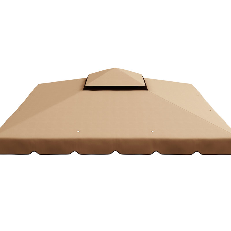 Khaki Gazebo Replacement Canopy 9.8' X 9.8', Double Vented Roof For Yard Outdoor Replacement, Top