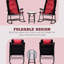 3 pièces de patio en rouge - 2 chaises berçantes pliantes avec coussin coussiné et table basse pliable en verre pour la véranda