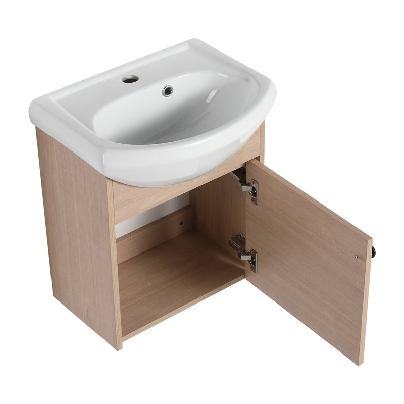 Meuble-lavabo mural simple avec plateau en céramique Anureet