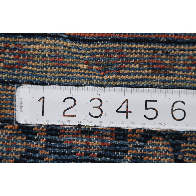 Tapis de couloir traditionnel orange en laine à motif géométrique 4 x 12