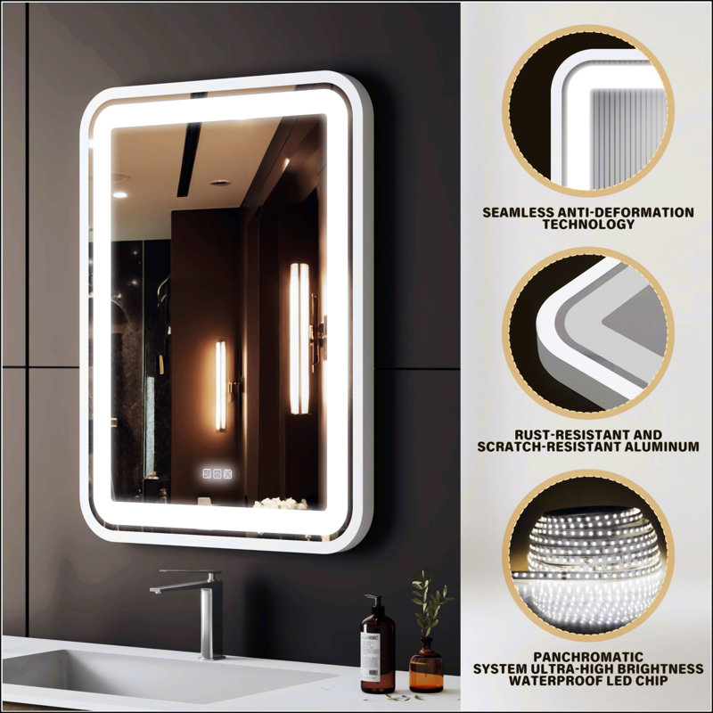 Miroir de salle de bain innovant avec fonction DEL intelligente et antibuée